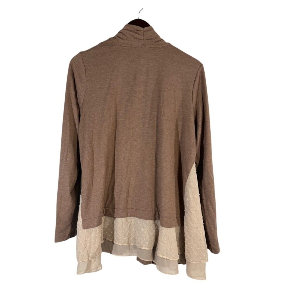 Women's Medium Layering Brown/Cream Cardigan by Lori Goldstein LOGO